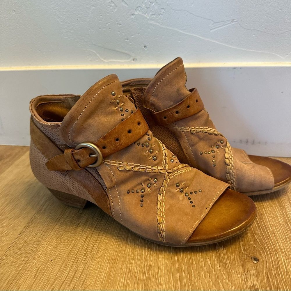 Miz Mooz Caitlin Ankle Leather Booties Peep toe shoes in Rose size 37/6.5-7 - Picture 2 of 11
